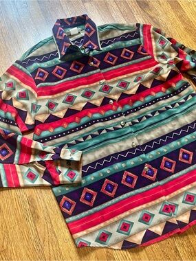 Vtg Pine Cove western shirt 6 women’s Aztec southwest rodeo